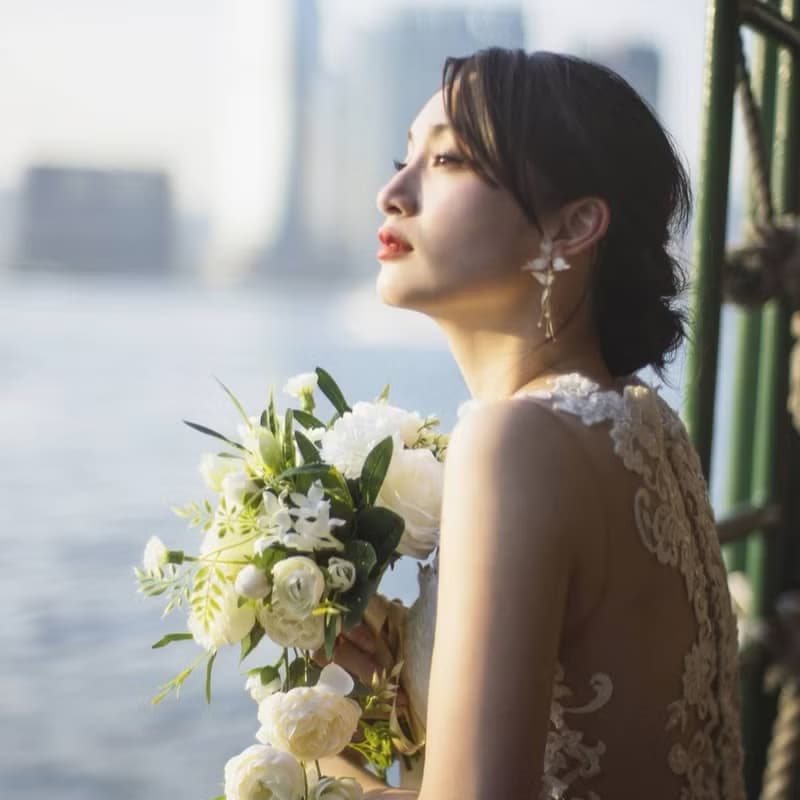 秋葉 | 耳夾耳鈎 | 手作婚禮樹脂水晶花飾品