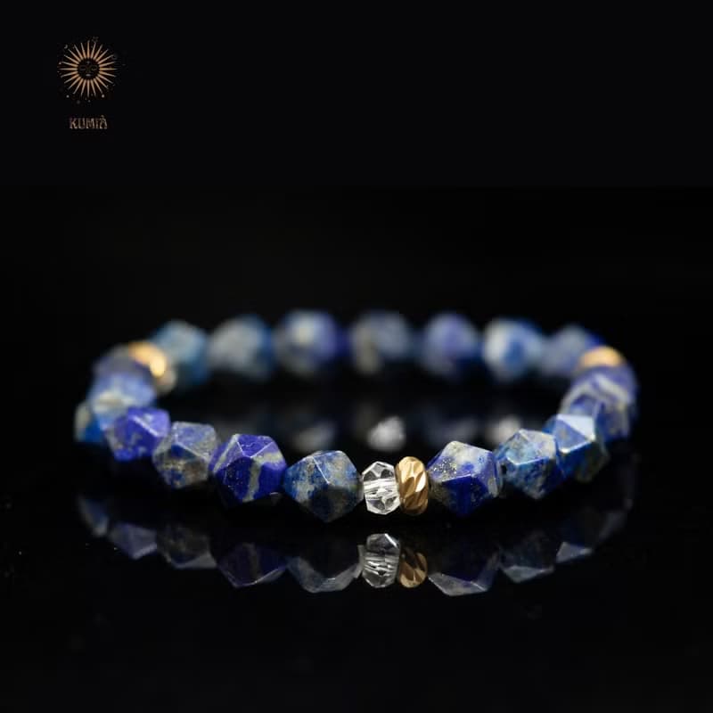 【群青/Persian Blue】自帶金箔青金石角珠 | 天然石 水晶手鍊