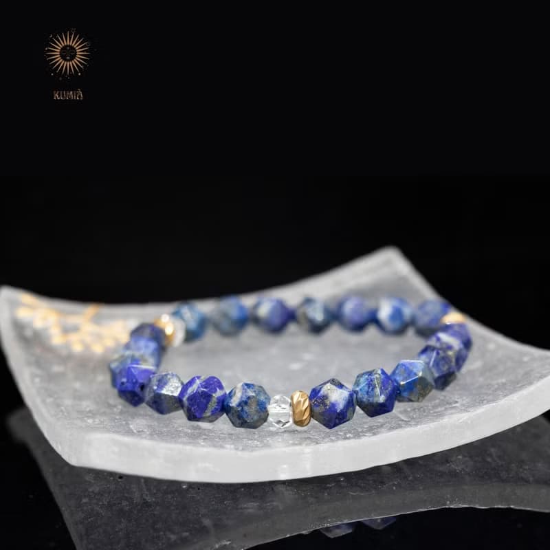 【群青/Persian Blue】自帶金箔青金石角珠 | 天然石 水晶手鍊