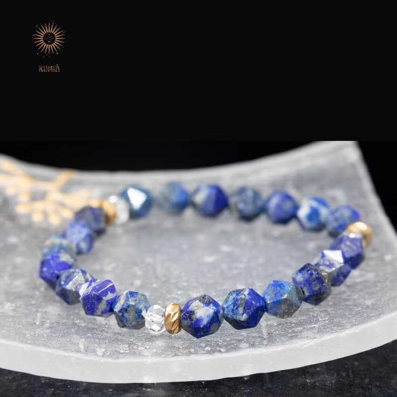 【群青/Persian Blue】自帶金箔青金石角珠 | 天然石 水晶手鍊