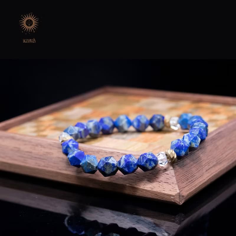 【群青/Persian Blue】自帶金箔青金石角珠 | 天然石 水晶手鍊