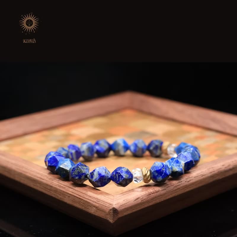 【群青/Persian Blue】自帶金箔青金石角珠 | 天然石 水晶手鍊