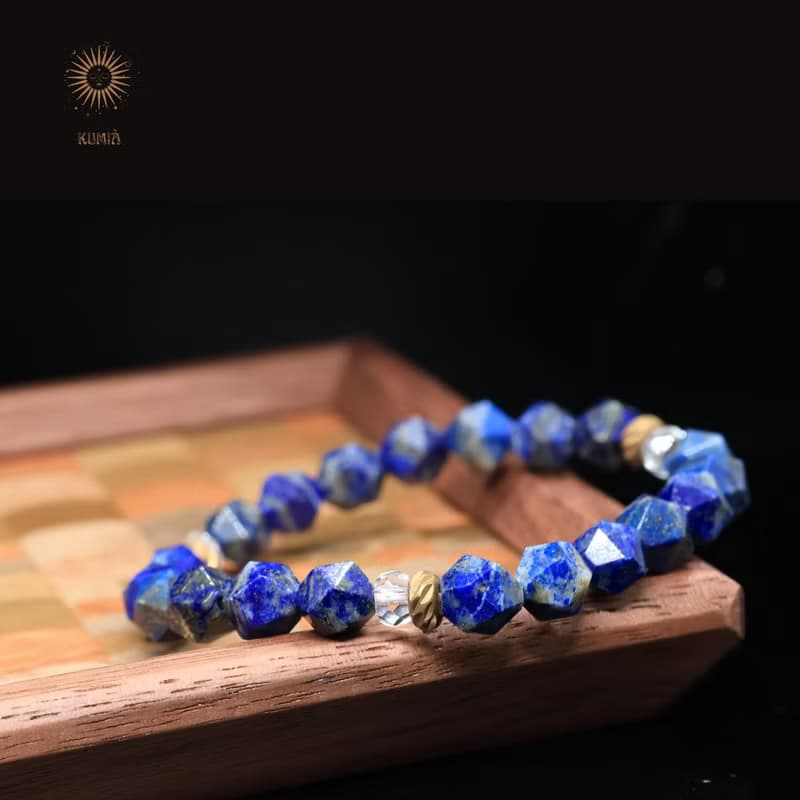 【群青/Persian Blue】自帶金箔青金石角珠 | 天然石 水晶手鍊
