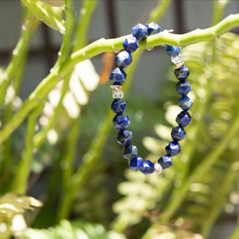【群青/Persian Blue】自帶金箔青金石角珠 | 天然石 水晶手鍊