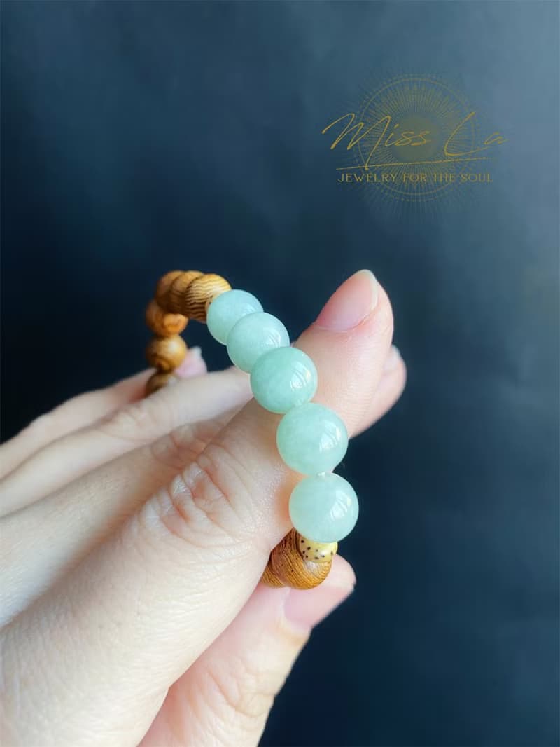 天然緬甸玉翡翠-淡果綠圓珠 手天然石 玉 禮物 手鍊 菩提