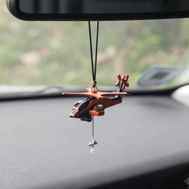 飛機汽車掛件高級感車內掛飾牛皮直升飛機小眾設計禮物送男友真皮