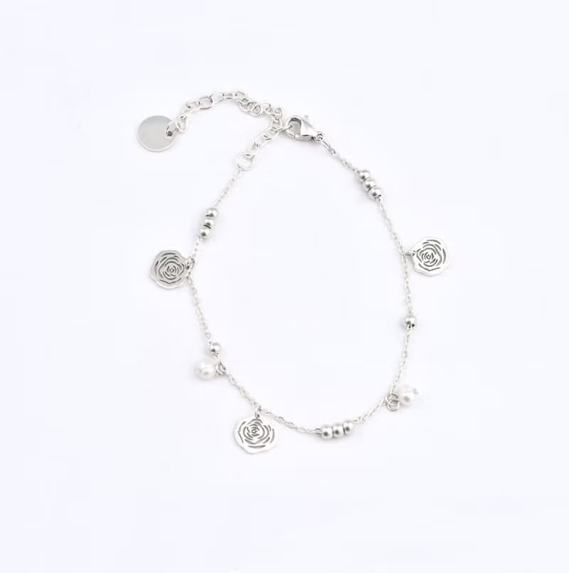 【玫影輕舞】玫瑰鏤空吊飾手鍊 | 優雅綻放 - 愛意流轉