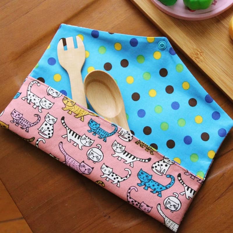 文青風環保筷袋 ~轉角愛上貓 粉 收納包.環保筷袋.手作餐具袋