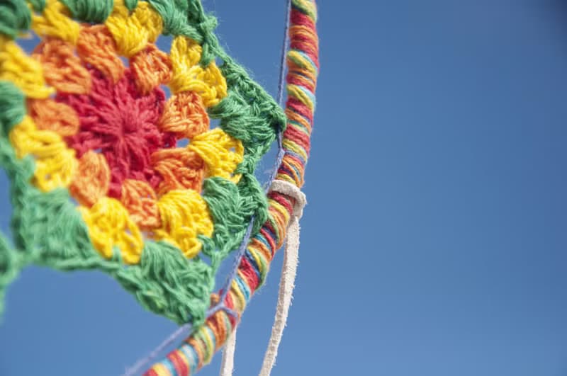 手工限量 情人節禮物 母親節禮物 生日禮物 民族風 boho 手工編織棉麻彩虹色捕夢網吊飾dream Cather / 手工蕾絲捕夢網- 花朵蕾絲彩虹21cm 