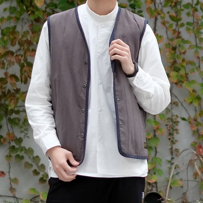 雙面夾棉背心 Quilted Vest/情侶服/簡約/秋冬/工裝/外套