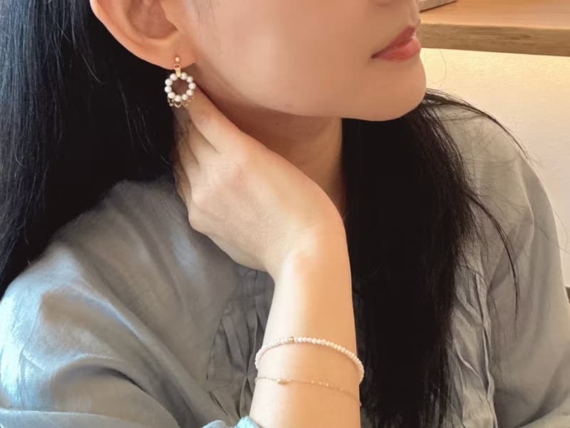 18K金天然淡水珍珠疊層手鍊 獨立原創設計 自然主義 聖誕最佳