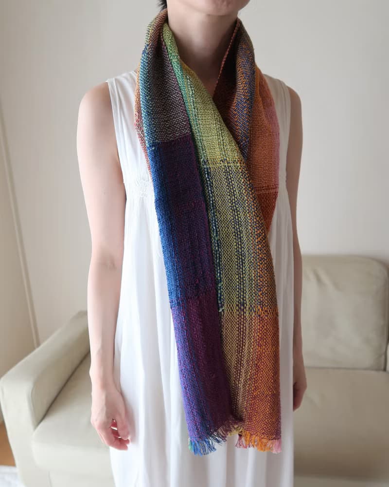 手織りストール　リネンコットン　ダブルレインボー　ショール　タペストリー　ギフト　春節　生日禮物　Shawl (M) 39
