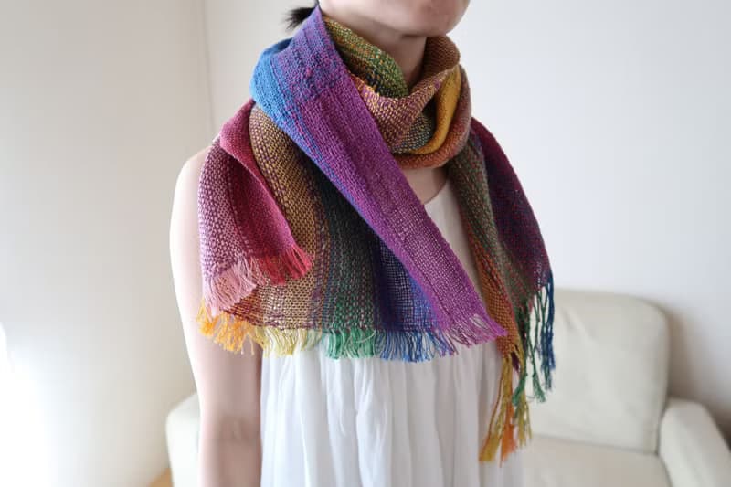 手織りストール　リネンコットン　ダブルレインボー　ショール　タペストリー　ギフト　春節　生日禮物　Shawl (M) 39