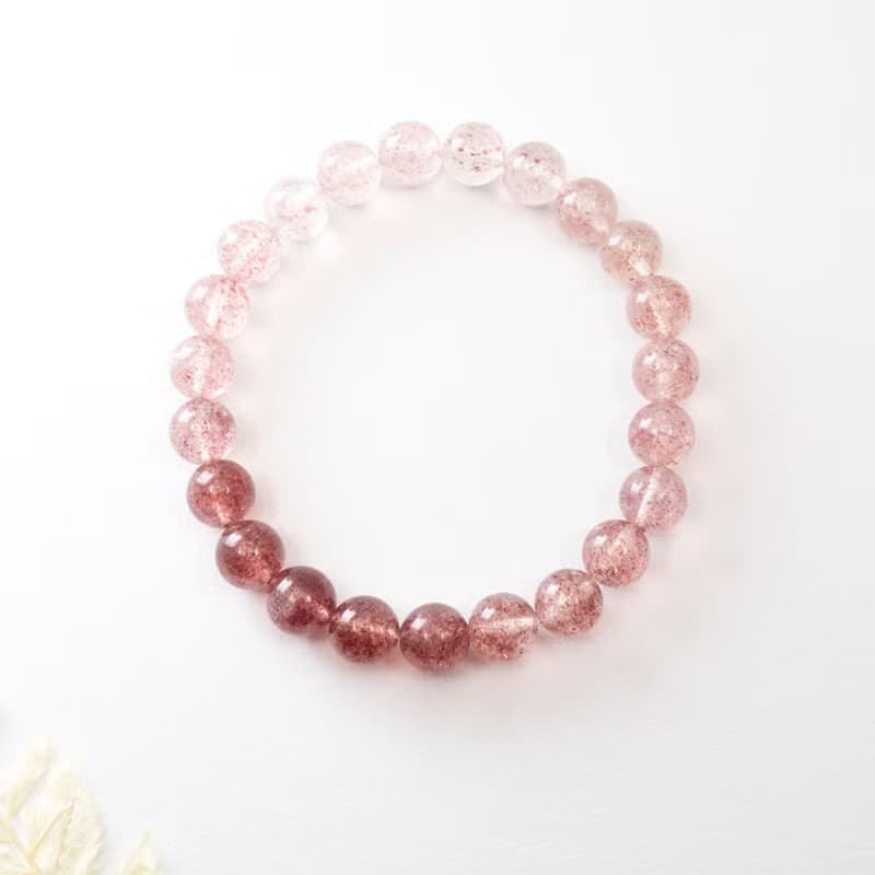 漸變草莓晶 8MM 天然石手鍊 I 魅力提升 旺桃花 好人緣 I