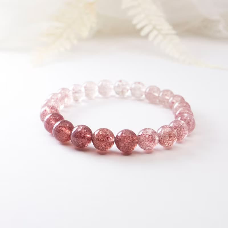 漸變草莓晶 8MM 天然石手鍊 I 魅力提升 旺桃花 好人緣 I