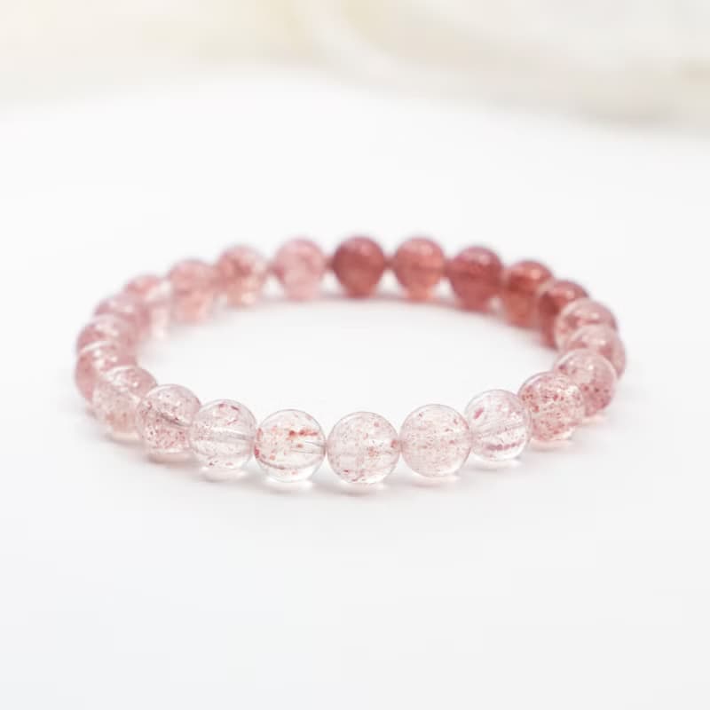 漸變草莓晶 8MM 天然石手鍊 I 魅力提升 旺桃花 好人緣 I