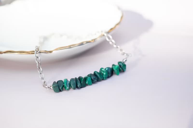 Natural Malachite Bracelet, 925 Sterling Silver, Mom's Gift, Taurus Birthstone