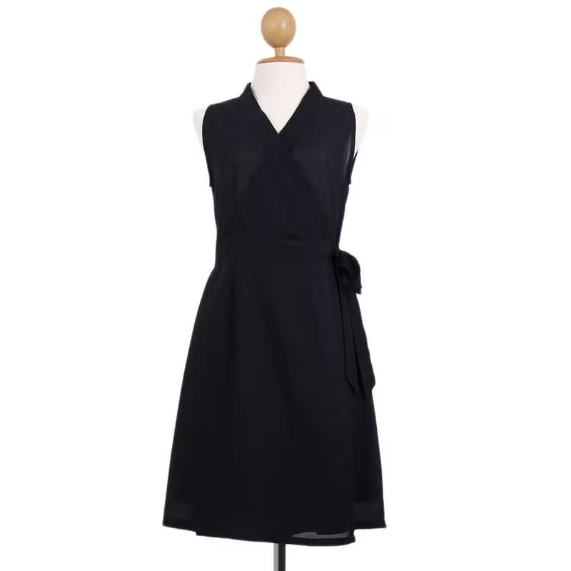 Cotton Wrap Around Dress / Black