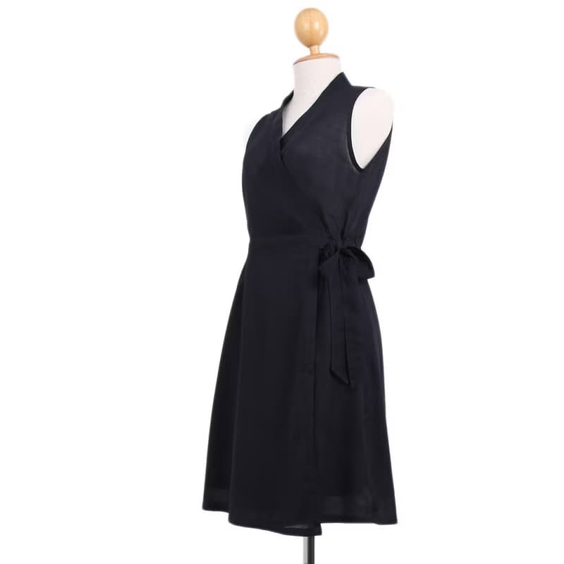 Cotton Wrap Around Dress / Black