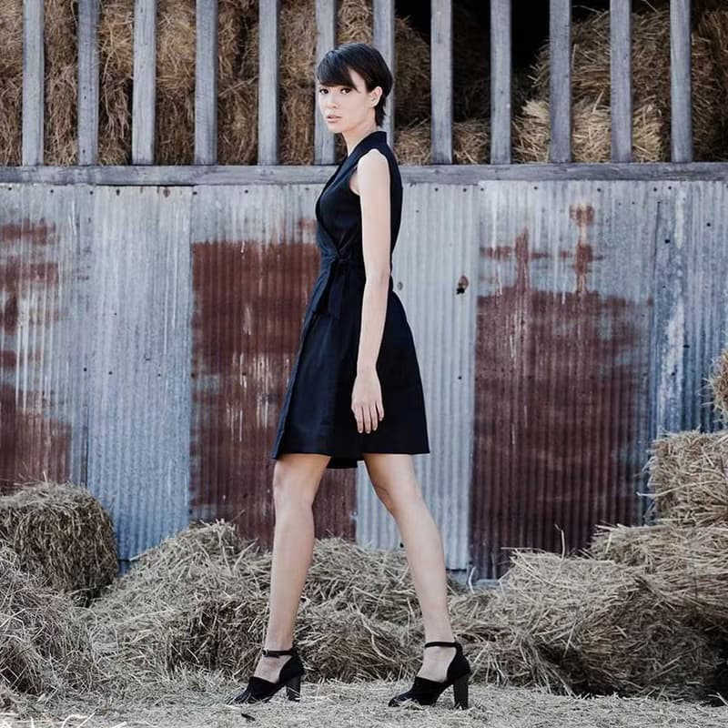 Cotton Wrap Around Dress / Black