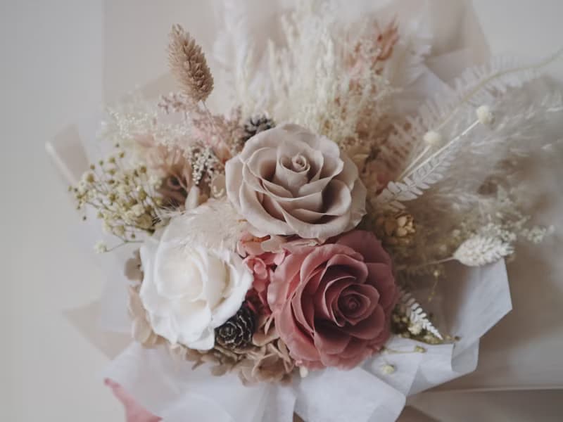 【情人節首選 // 預約自取】永生花花束 - 少女粉