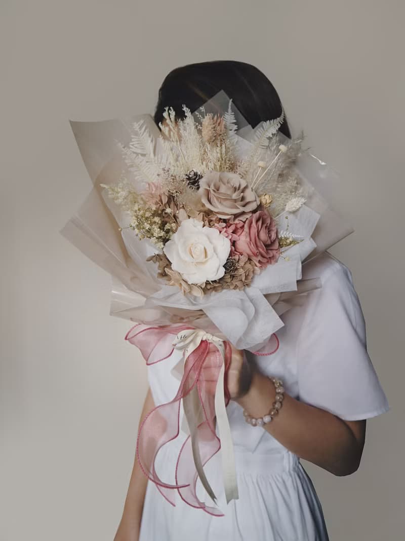 【情人節首選 // 預約自取】永生花花束 - 少女粉