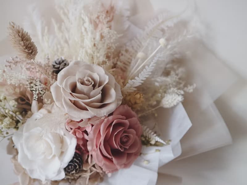 【情人節首選 // 預約自取】永生花花束 - 少女粉