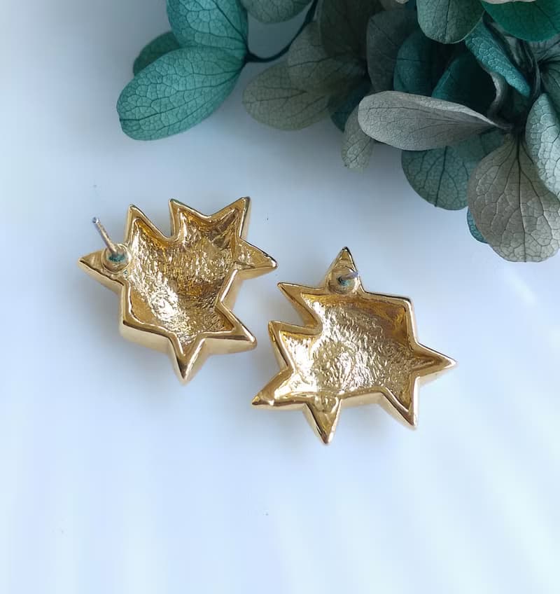 Vintage Jewelry 西洋古董飾品 復古 簡約 白琺瑯 星星 針式耳環
