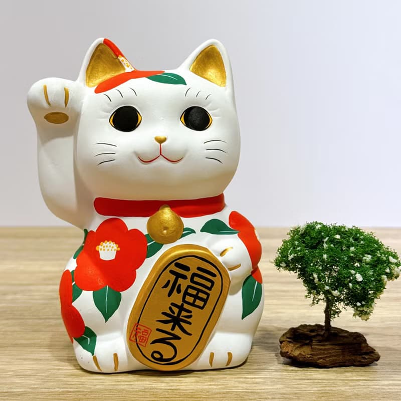 【紅椿福貓】日本谷中堂招財貓 | 椿