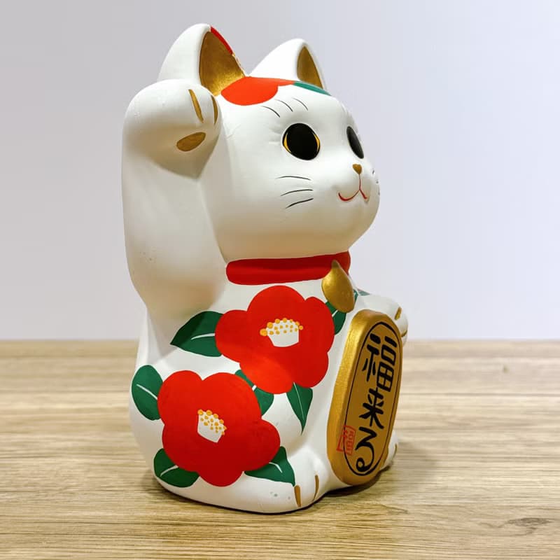 【紅椿福貓】日本谷中堂招財貓 | 椿