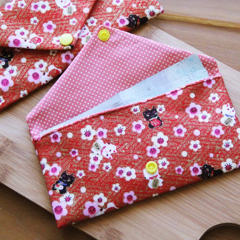 招財貓招福招喜紅包袋 - 布紅包袋 婚禮 布紅包袋 橫式紅包袋 收納袋 衛生棉收納袋 存摺袋