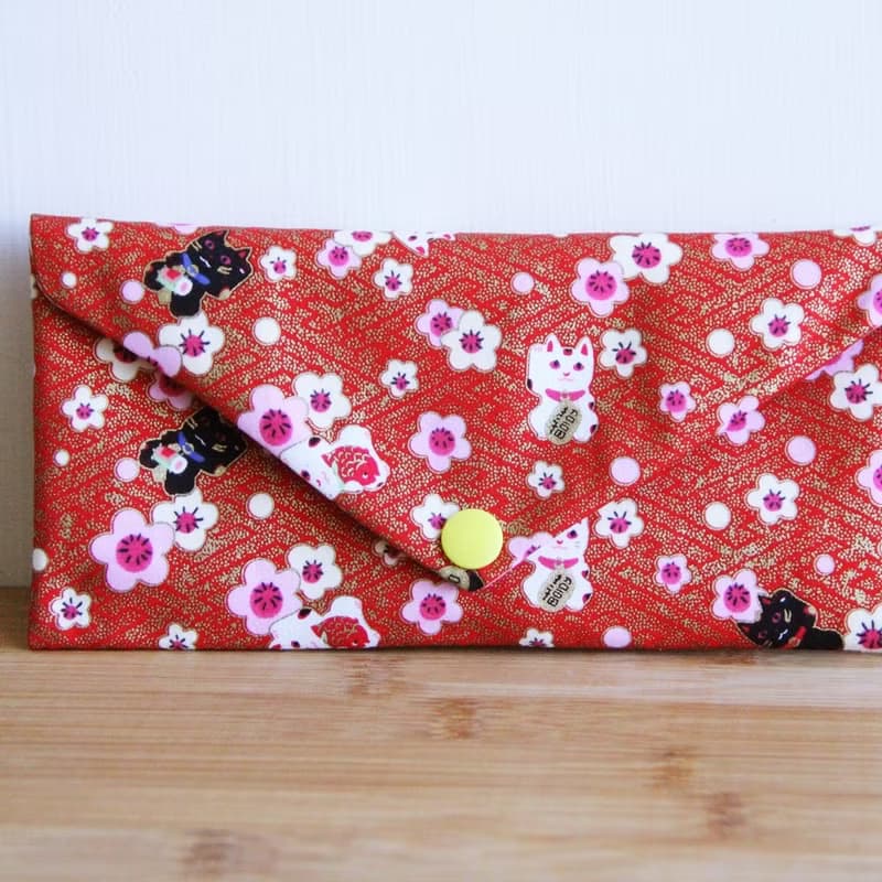 招財貓招福招喜紅包袋 - 布紅包袋 婚禮 布紅包袋 橫式紅包袋 收納袋 衛生棉收納袋 存摺袋