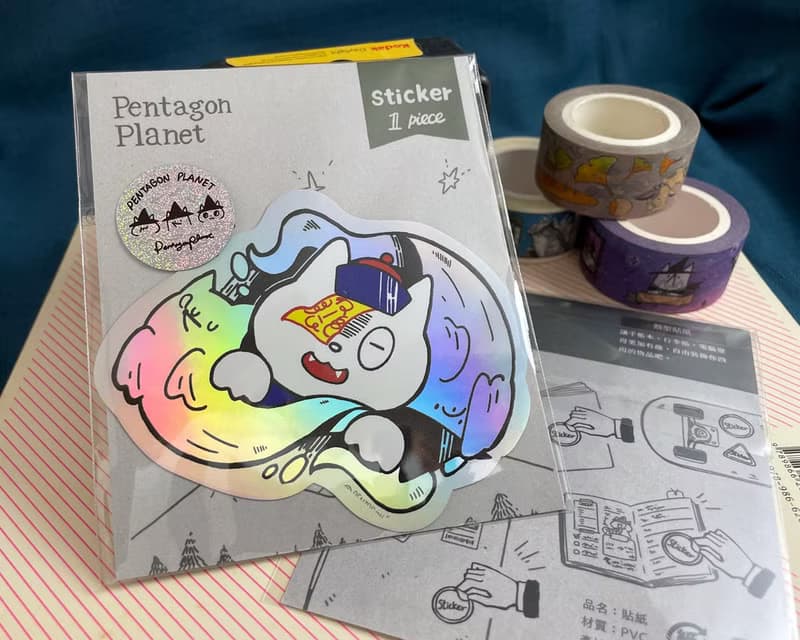 貓貓與幽靈大貼紙2入 行李箱貼紙  造型貼紙 / 五角星球