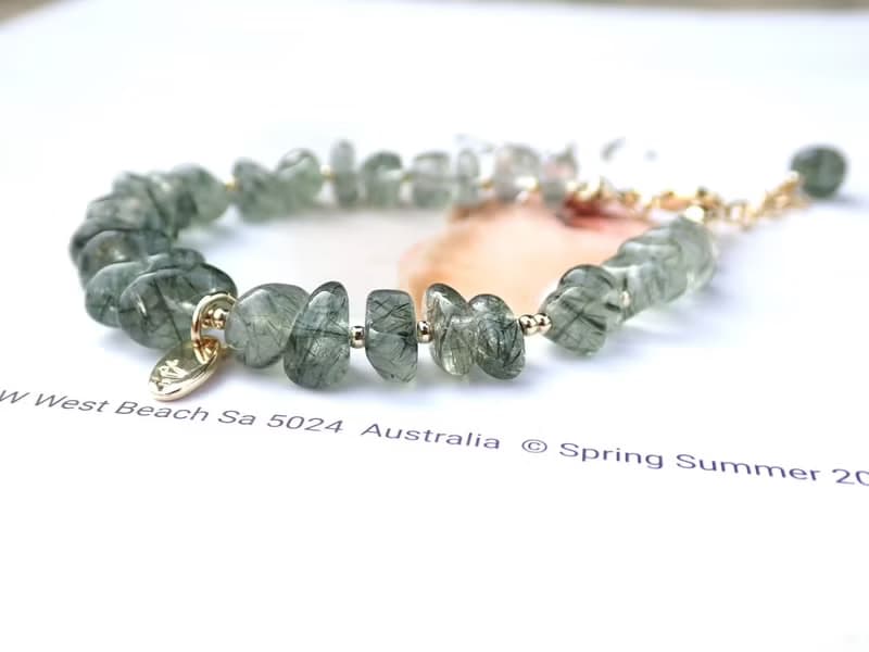 翠引豐盈/漸層綠髮晶隨型手鍊 水晶手鍊 手鍊 手鏈