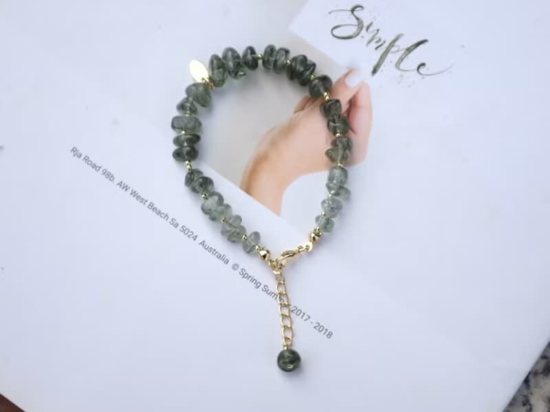 翠引豐盈/漸層綠髮晶隨型手鍊 水晶手鍊 手鍊 手鏈