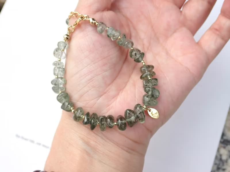 翠引豐盈/漸層綠髮晶隨型手鍊 水晶手鍊 手鍊 手鏈