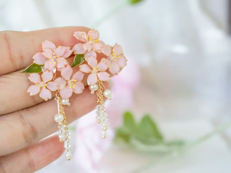 【浪漫櫻花】手工原創  耳飾  銅線樹脂  婚禮 禮物