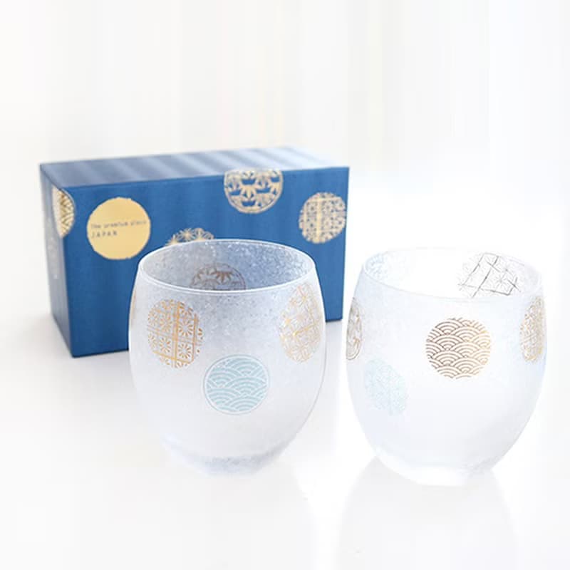 日本ADERIA 丸紋雙入杯禮盒組 / 345ml