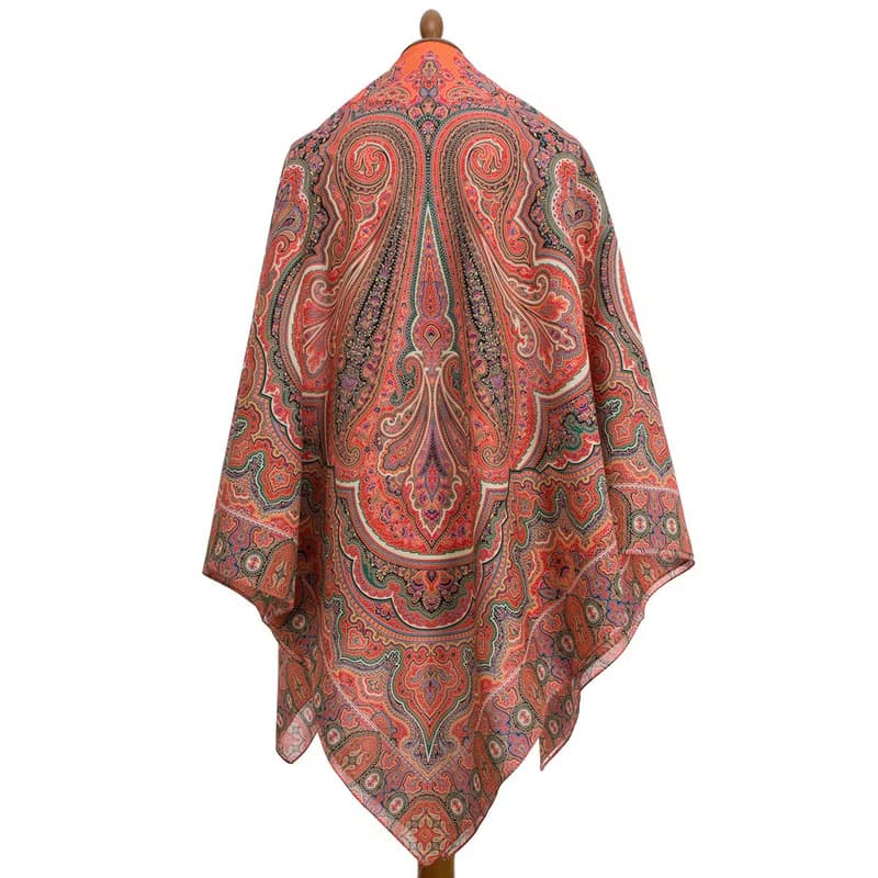 Pavlovo Posad Shawl, Russian Cotton Neck Scarf 100% Cotton Summer Wrap 1566-5