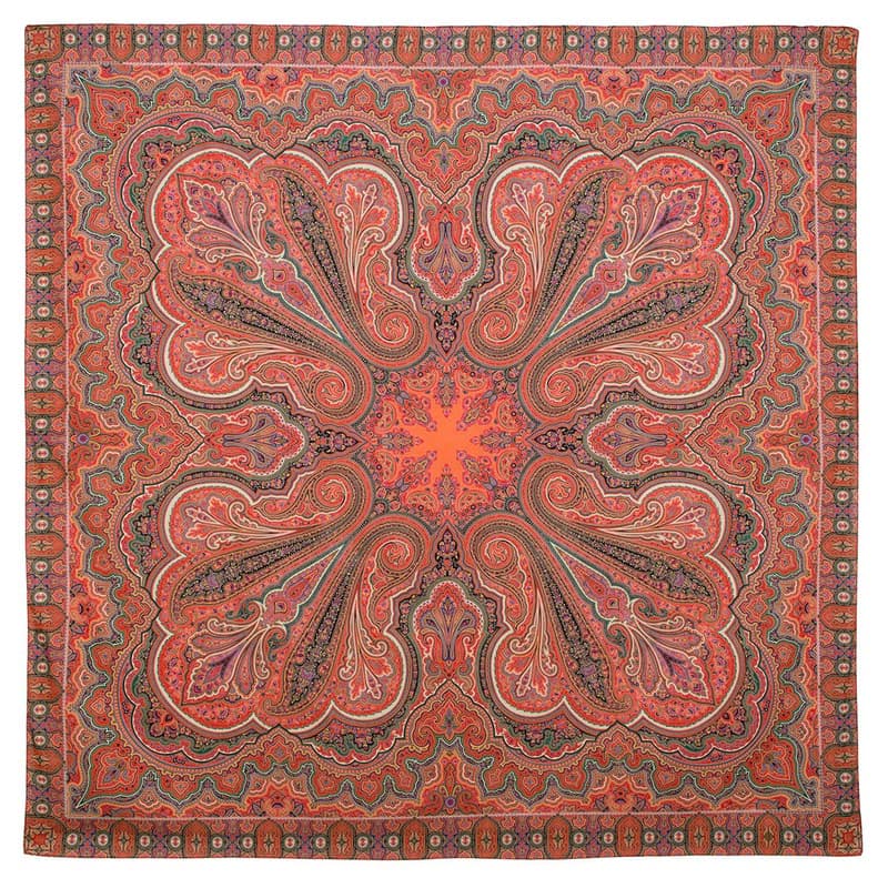 Pavlovo Posad Shawl, Russian Cotton Neck Scarf 100% Cotton Summer Wrap 1566-5