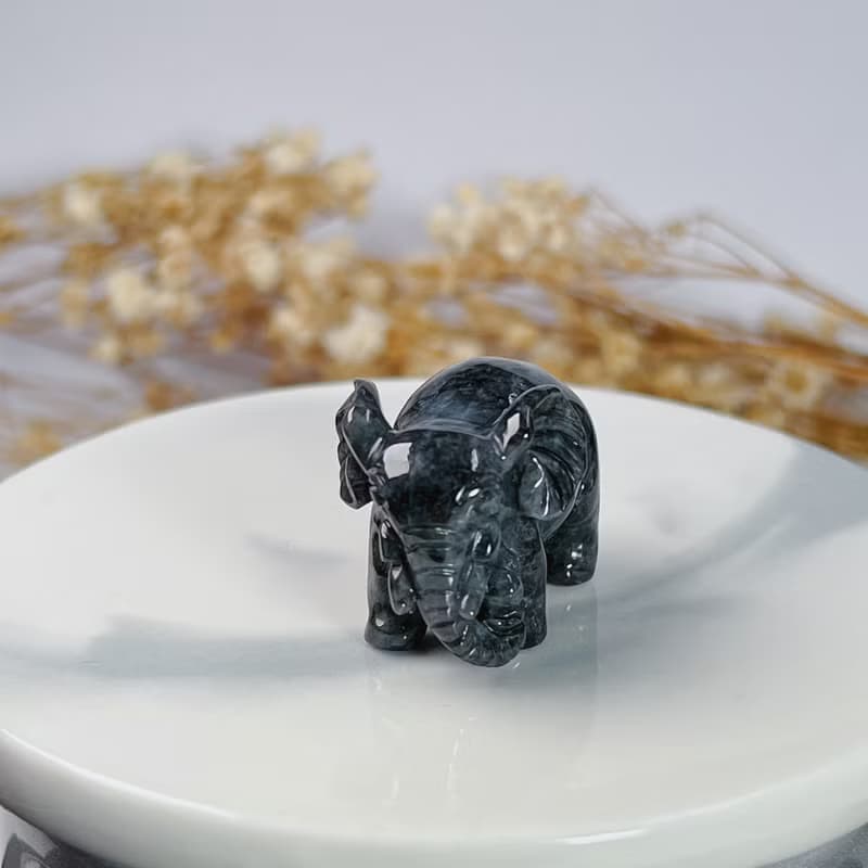 【吉象如意】烏雞翡翠大象擺飾 | 天然緬甸玉A貨翡翠 | 送禮