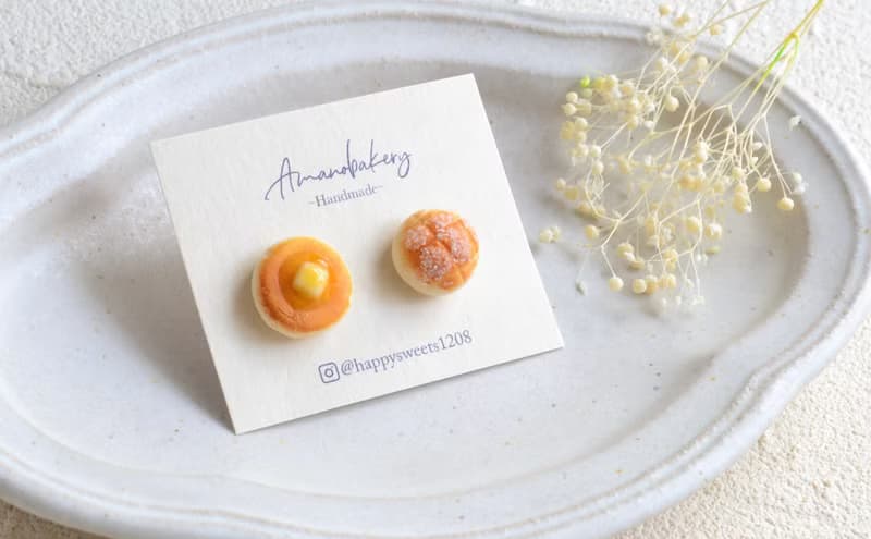 earring / miniature bread /pancake & melon pan