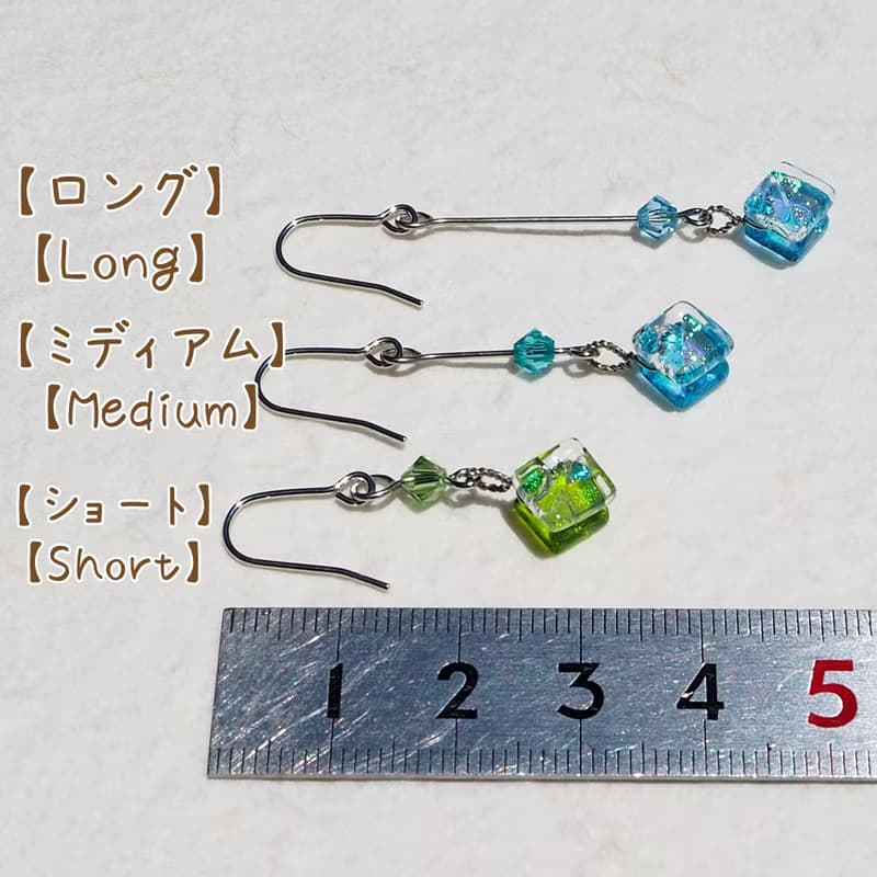 ２月誕生石ガラス(アメジスト)ピアス/イヤリング【長さ選べます】【金具選べます】【受注制作】