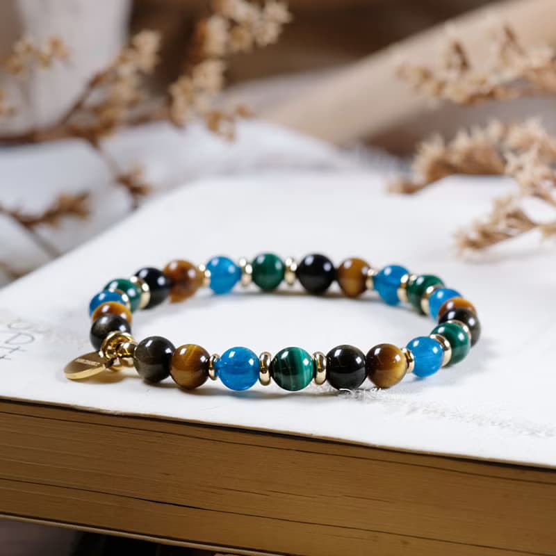 金曜石 黃虎眼 孔雀石 磷灰石 手鍊 天然礦石水晶