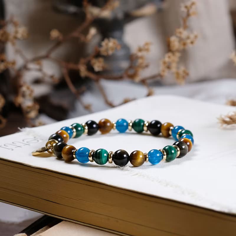 金曜石 黃虎眼 孔雀石 磷灰石 手鍊 天然礦石水晶