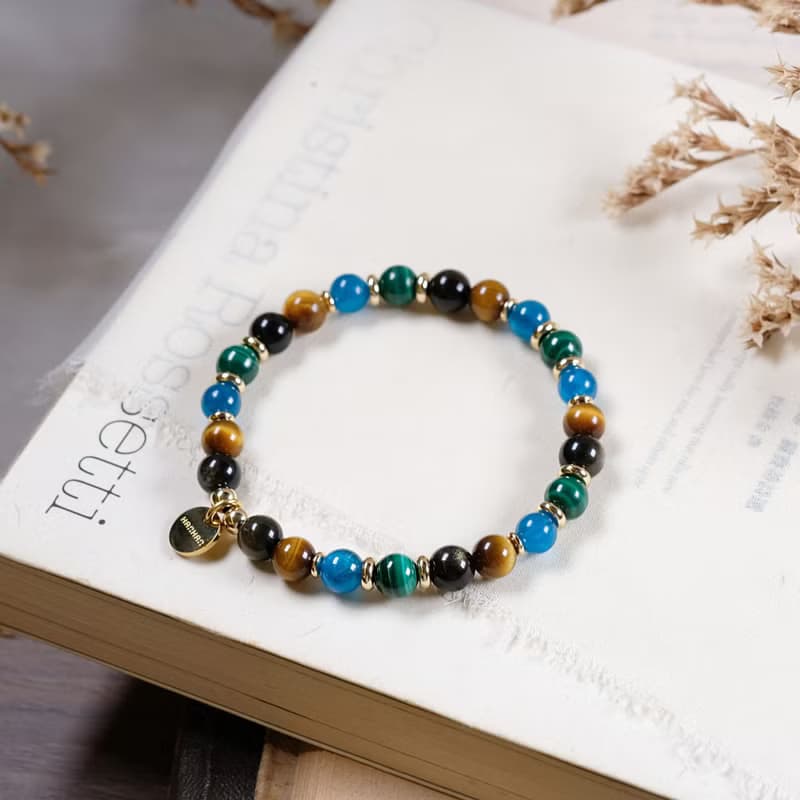 金曜石 黃虎眼 孔雀石 磷灰石 手鍊 天然礦石水晶