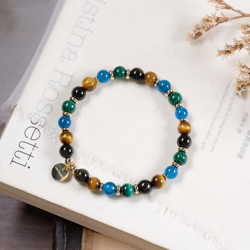 金曜石 黃虎眼 孔雀石 磷灰石 手鍊 天然礦石水晶