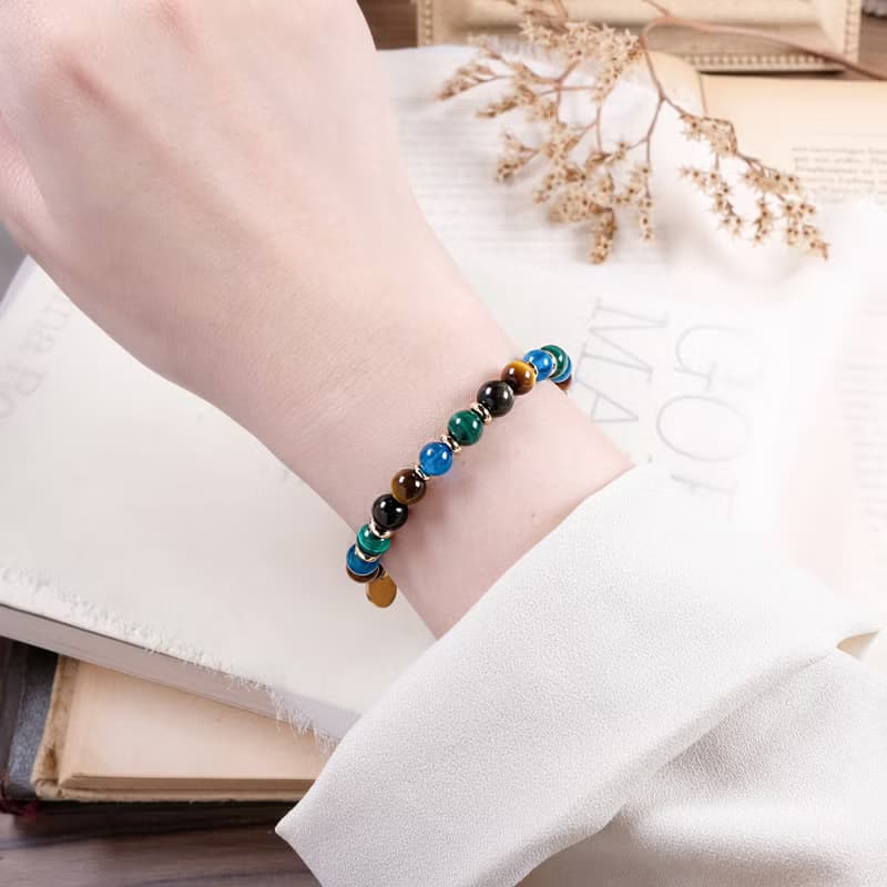 金曜石 黃虎眼 孔雀石 磷灰石 手鍊 天然礦石水晶