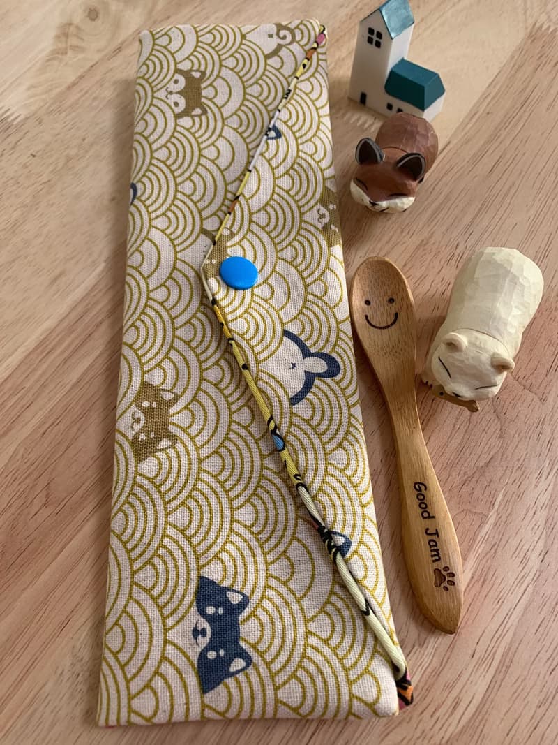 文青風環保純棉筷袋 柯基樂悠遊 質感原胚 日本 潮物 收納 手作