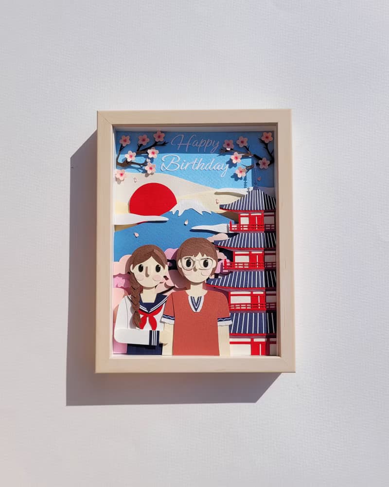Special custom papercut frame : birthday theme.